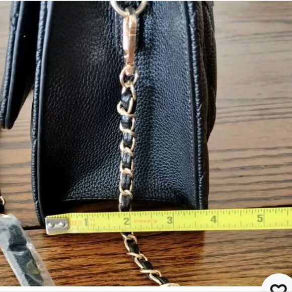 GRACE ELIZABETH Black Handbag Cross Body Purse / Gold Metal Cross Body Strap New - Picture 7 of 9